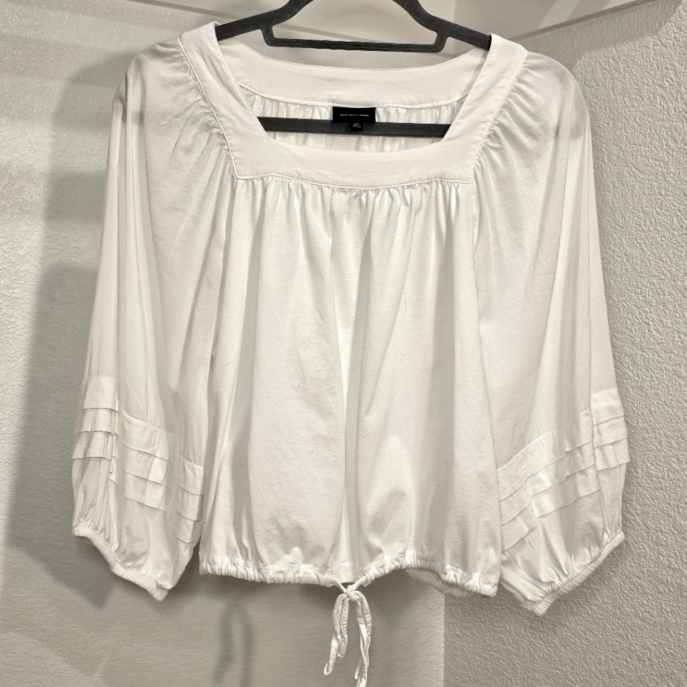 Who What Wear Boho Blouse 3/4 Length Sleeve Drawstring Tie detail Size Medium